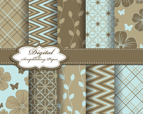 set of vector flower abstract pattern paper for scrapbook - Vector, Image