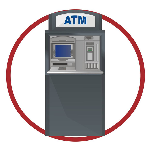 One ATM stand on red sign - Fotoğraf, Görsel