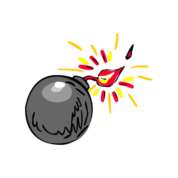 Чорна кулькова бомба Палаючий запобіжник Малюнок
 - Вектор, зображення