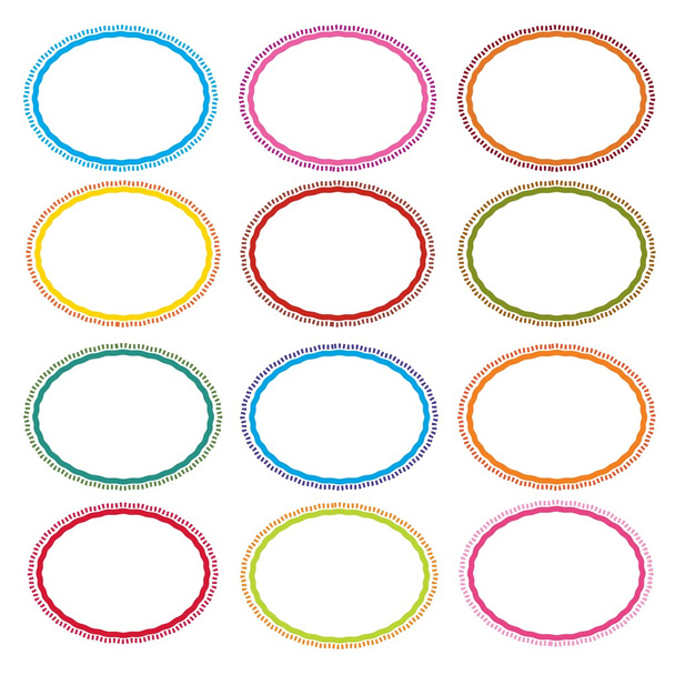 Colorful Illustration Set of Oval Frames On White Background - Vector, Image