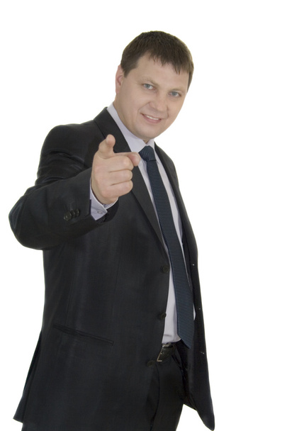 Businessman pointing at copyspace - Foto, afbeelding