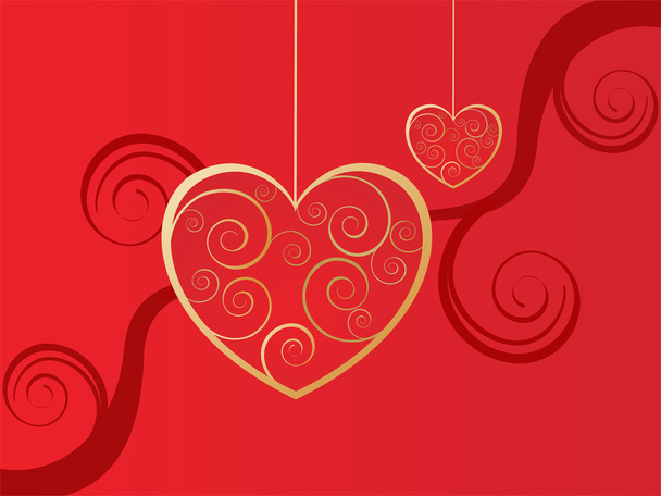 Golden valentine hearts - Vector, Image