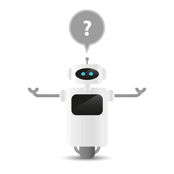 χαριτωμένο χαρακτήρα ρομπότ έχει μια ερώτηση - Διάνυσμα, εικόνα