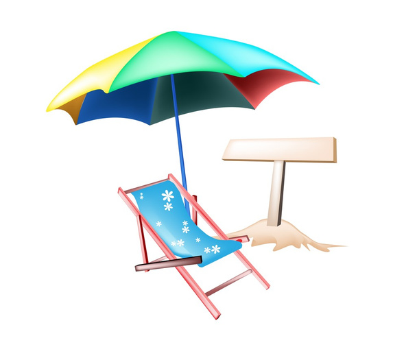 εικονογράφηση του καρέκλα παραλία και ξύλινα πλακάτ - Διάνυσμα, εικόνα