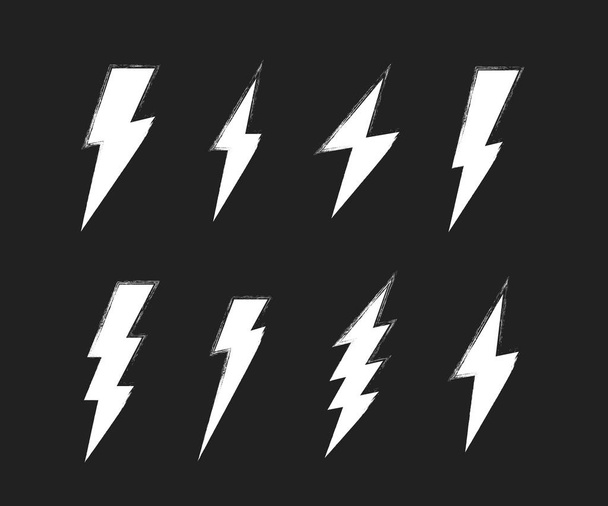 Super set Lightning bolt. Thunderbolt, lightning strike. Modern flat style vector illustration - Vector, Image