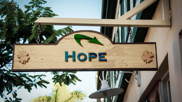 Straatnaambord aan Hope - Foto, afbeelding