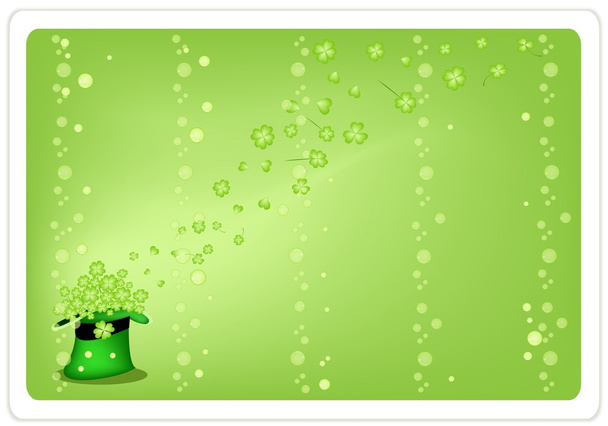 πράσινο φόντο του τέσσερα τριφύλλια φύλλων σε πράσινο καπέλο - Διάνυσμα, εικόνα