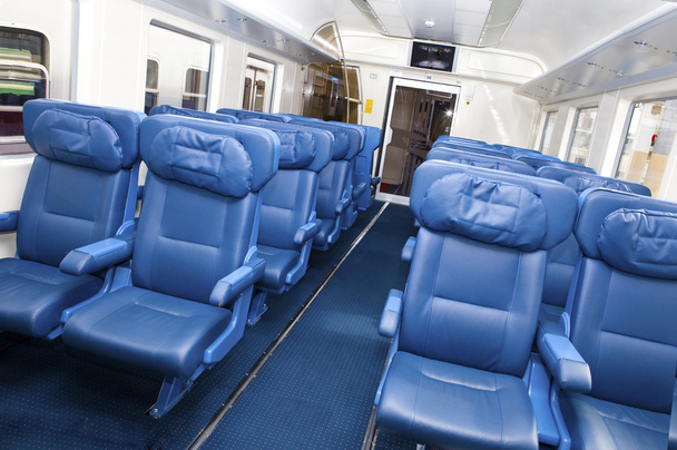 Interior of a passenger train with empty - Zdjęcie, obraz