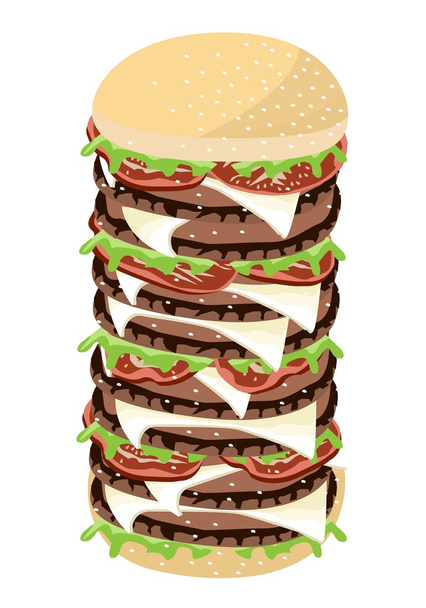 Big Cheese Burger on A White Background - Vector, Image