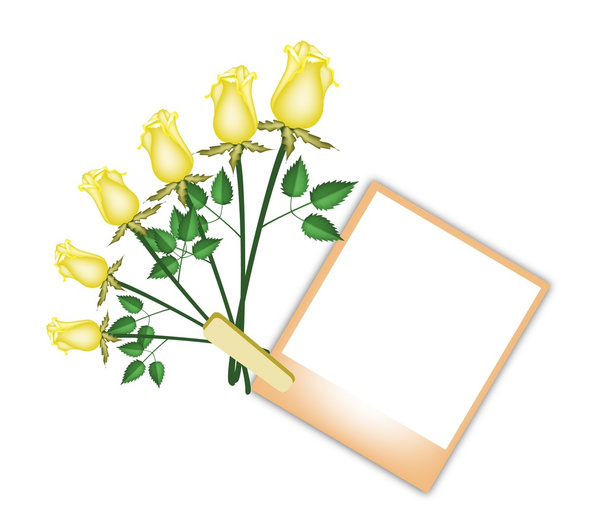 茶色の空白の写真で六つの美しいバラ - ベクター画像