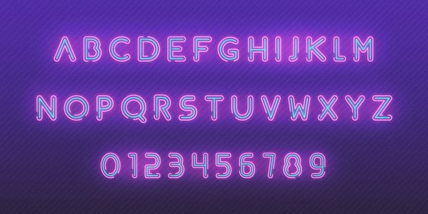Алфавіт неонових шрифтів. Сяючий неоновий кольоровий 3d сучасний алфавіт і цифри символи шрифт
 - Вектор, зображення