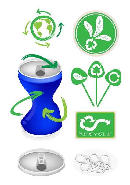 σόδα μπορεί με σύμβολο ανακύκλωσης για σώσει τον κόσμο - Διάνυσμα, εικόνα