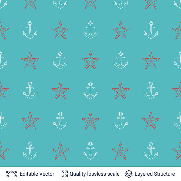 Marine seamless pattern design. Vector template. - ベクター画像