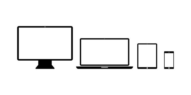 Nastavovat ikony zařízení izolované technologické produkty. Ikony mobilního telefonu pro stolní počítače Vytváření přizpůsobující se webové aplikace nebo webového serveru. - Vektor, obrázek