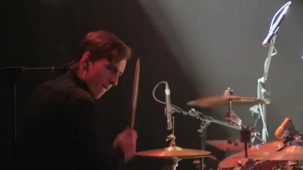 concert video, drummer and bass player on stage  - Materiał filmowy, wideo
