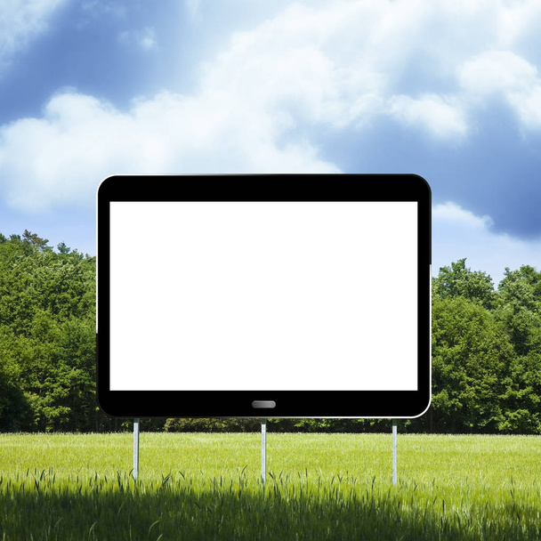 Blanco reclame billboard, in de vorm van een digitale Tablet, im - Foto, afbeelding