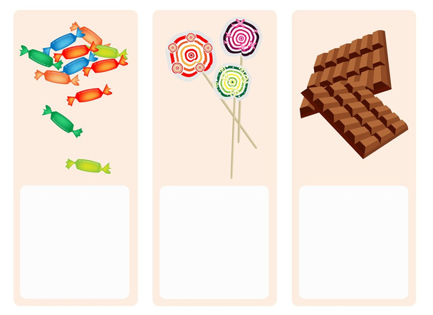 Csokoládé, nyalókák és a szép háttér Hard Candy - Vektor, kép