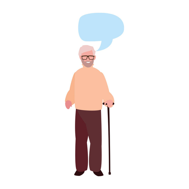 пожилой человек с тростью
 - Вектор,изображение