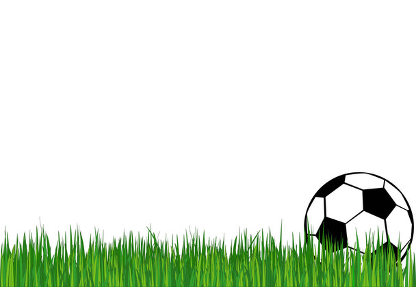サッカーボール、草(フィールド)。スポーツ、競技、開発、ゲーム、趣味.  - ベクター画像