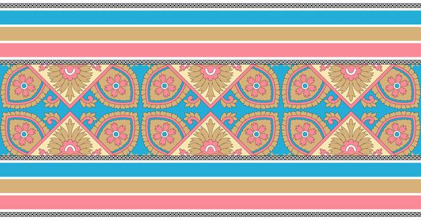 Kolorowa tradycyjna indyjska tekstylna granica kwiatowa - Zdjęcie, obraz