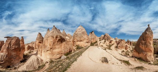 the famous tourist valley  Pashabagh. panoramic view. Cappadocia - Foto, imagen