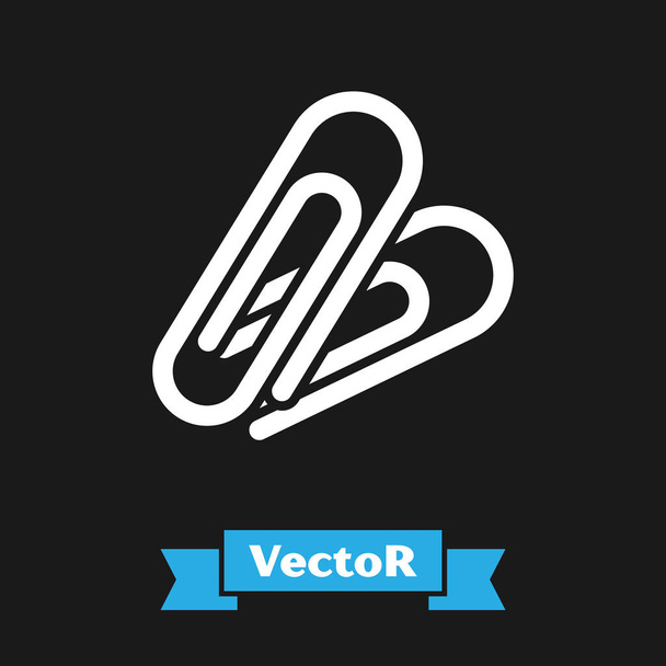 Icono de clip de papel blanco aislado sobre fondo negro. Ilustración vectorial
 - Vector, Imagen