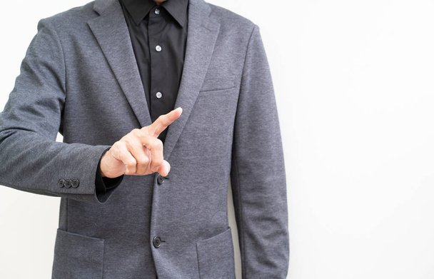 Businessman hand pointing on white background - Φωτογραφία, εικόνα