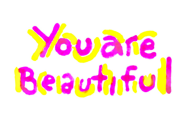 Pencil Drawing You Are Beautiful Typographic Design - Zdjęcie, obraz