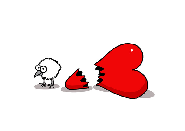 Юмористический векторный мультфильм о Дне Святого Валентина и любви
 - Вектор,изображение