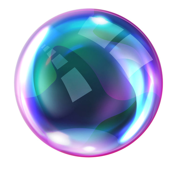 Soap rainbow bubbles with reflections - Vettoriali, immagini