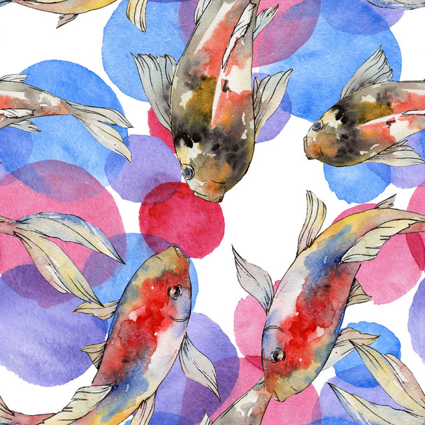 Acquatico subacqueo colorato pesci rossi tropicali set. Acquerello sfondo illustrazione set. Modello di sfondo senza soluzione di continuità
. - Foto, immagini