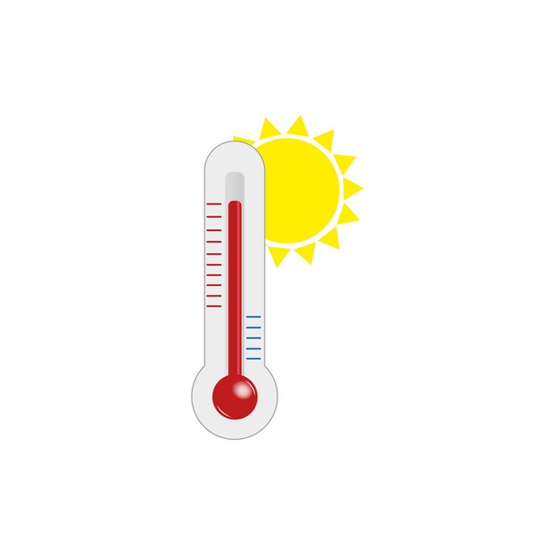 Thermometer zeigt Hitze und Sonnenvektor an - Vektor, Bild