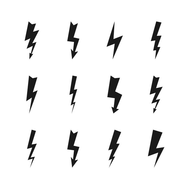 Thunderbolt e iconos negros de alto voltaje
 - Vector, imagen