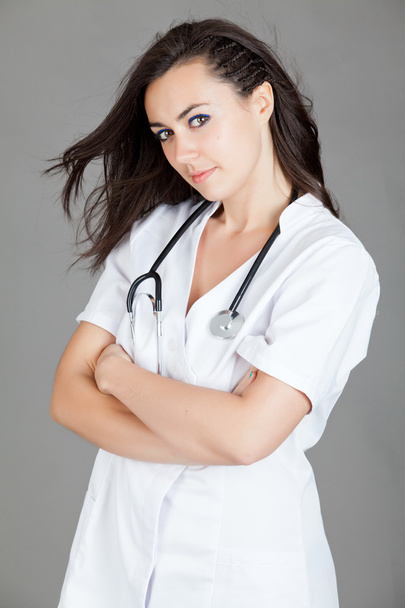 Portrait of a friendly female doctor - 写真・画像