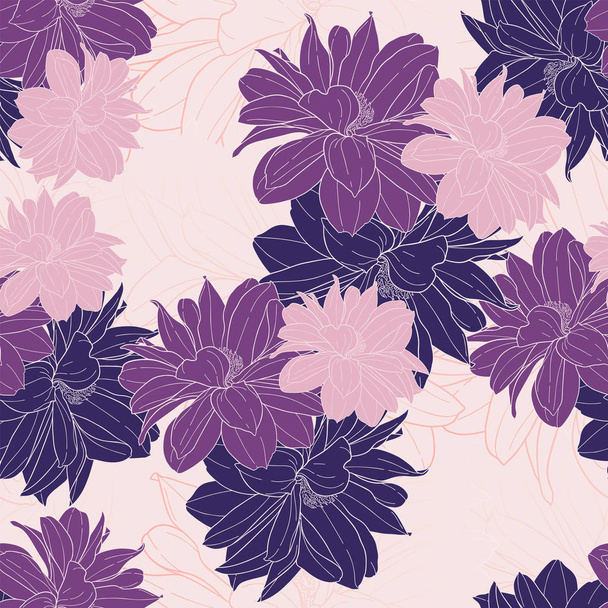 Floral seamless pattern with flower ink sketch. Dahlia. Fashion floral print for a banner, poster, fabric, notebook, invitation - Vektori, kuva