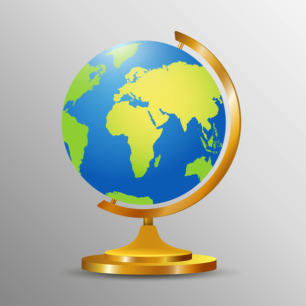 Realistic globe with stand. Vector illustration of world map - Vector, Image