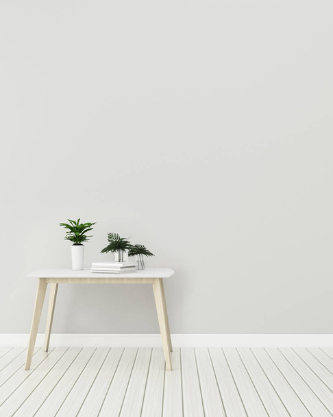 Modello interno con tavolo in legno nel soggiorno. moderno design degli interni. -3d renderin
 - Foto, immagini