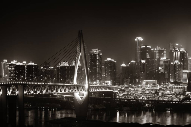 Chongqing γέφυρα νύχτα - Φωτογραφία, εικόνα