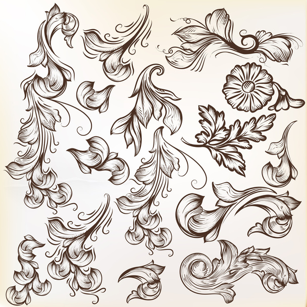 Set of vintage vector swirls for design - Вектор,изображение