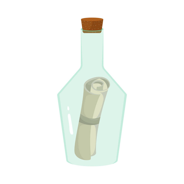 Vector illustration of bottle and letter icon. Collection of bottle and scroll stock symbol for web. - Vektor, Bild