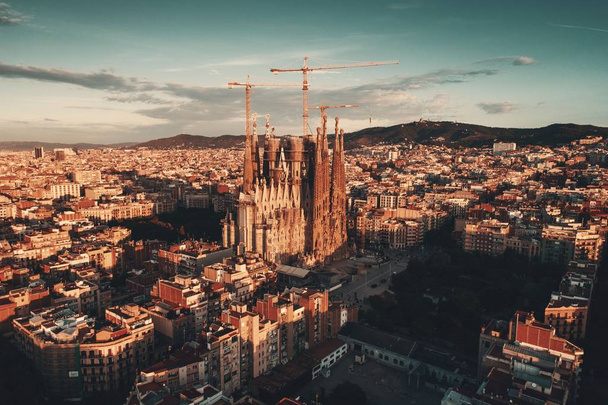 Sagrada Familia aerial view - Фото, изображение