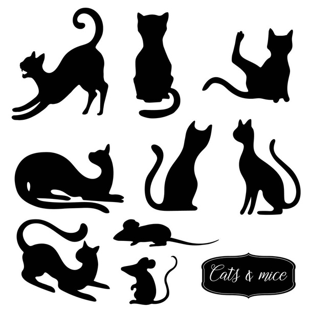 Scrapbooking Set Sweet Cats Silhouettes Frames Stock Vector (Royalty Free)  130105760