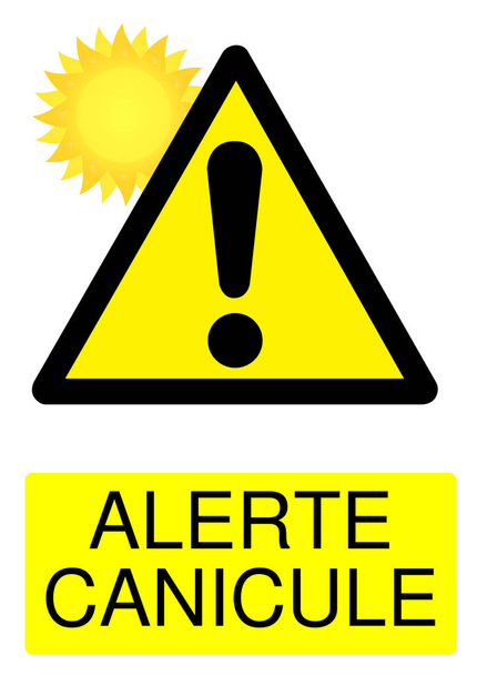 フランス語で警告キャニキュルと呼ばれる熱波警報記号 - 写真・画像