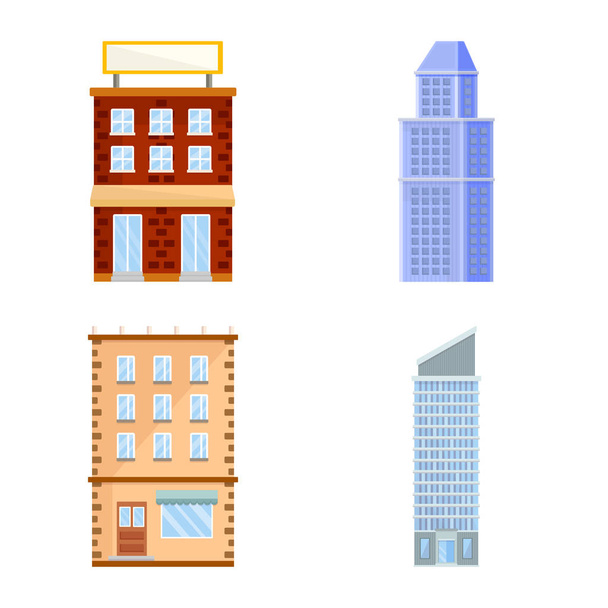 Vector design of facade and building icon. Set of facade and exterior stock symbol for web. - Vector, Image
