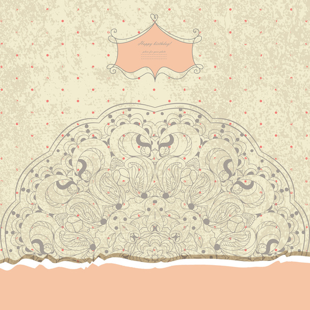 Baby greeting card with lace vector - Vector, Image