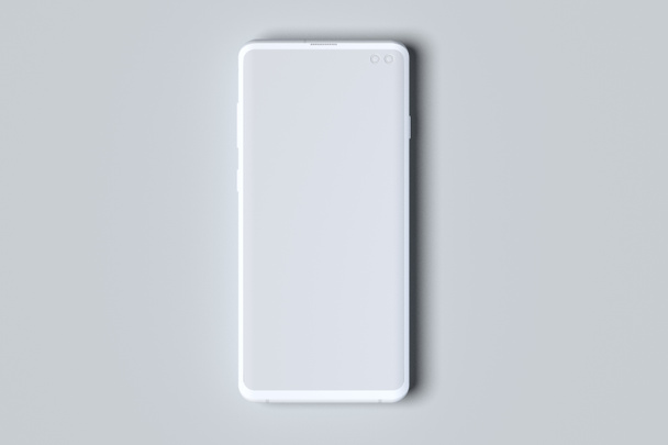 White Mobile phone with blank screen isolated on white background. 3d rendering. - Valokuva, kuva