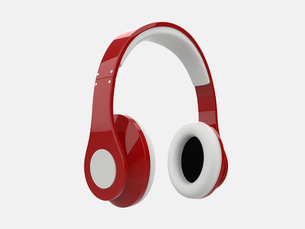 Modern shiny red headphones with white detailing - Photo, Image