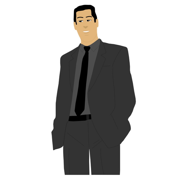 Postura de un hombre de negocios solo
 - Vector, imagen