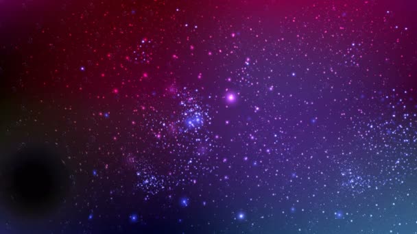 Μαύρη τρύπα στο φόντο του νυχτερόνικου ουρανού με αστέρια, απεικόνιση βίντεο τέχνης. - Πλάνα, βίντεο
