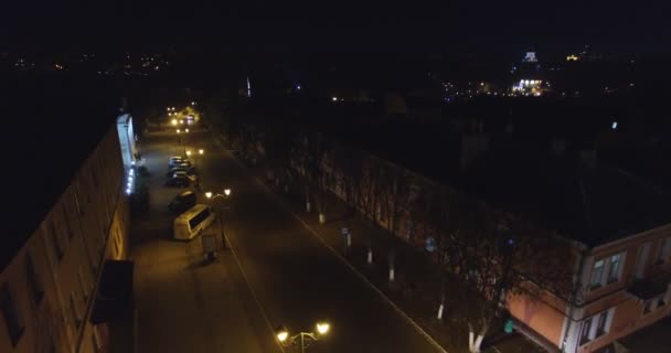 Piękne lotnicze strzał noc miasto - Materiał filmowy, wideo